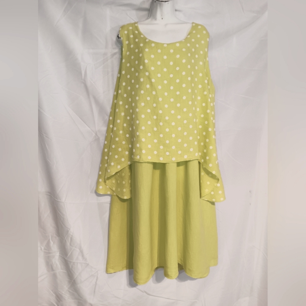 Womens Plus Size 50 Sleeveless Tiered Dress. Gorgeous  Spring Green Color.